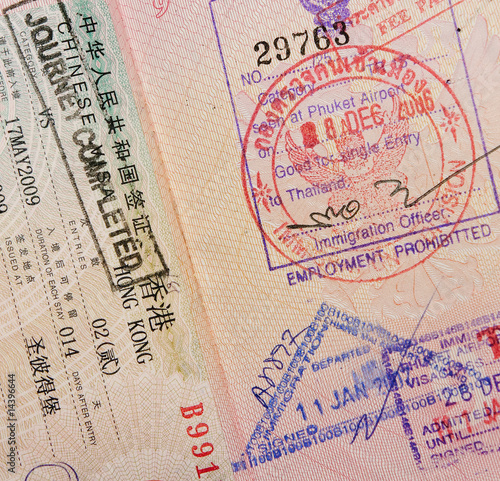 Photography passport with thai and hongkong stamps