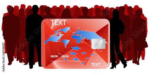 Illustration of people and banking card