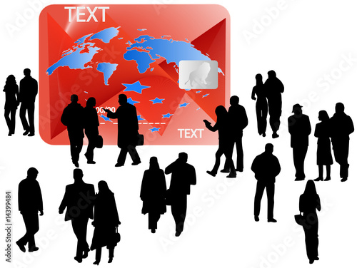 Illustration of people and banking card