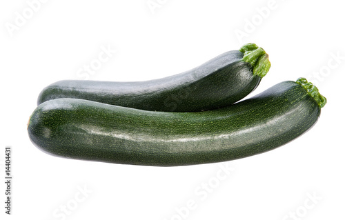 Two green squash   on white background