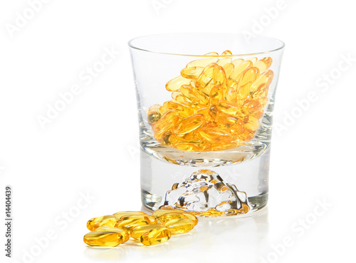 Omega-3 vitamins in glass