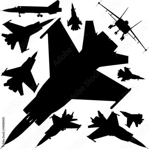 Military Airplanes Silhouettes Vector 01