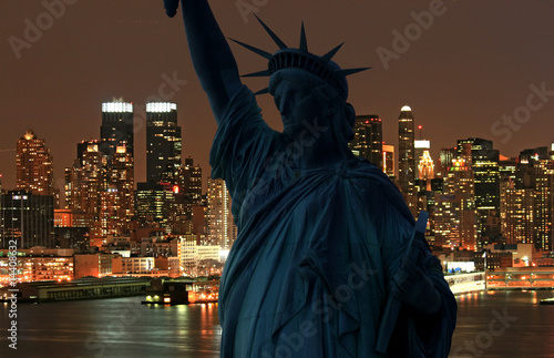 The Statue of Liberty and Manhattan Skyline