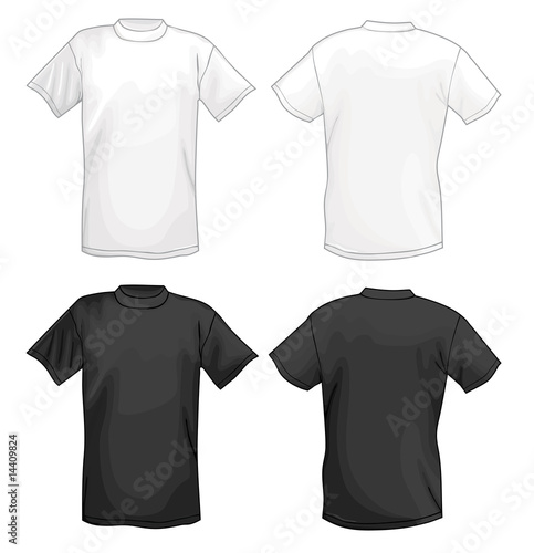 White and black vector T-shirt design template (front & back)