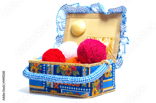 Open cascet with colored threads photo