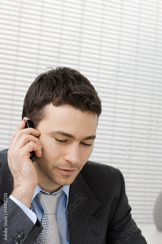 Businessman talking on mobile phone