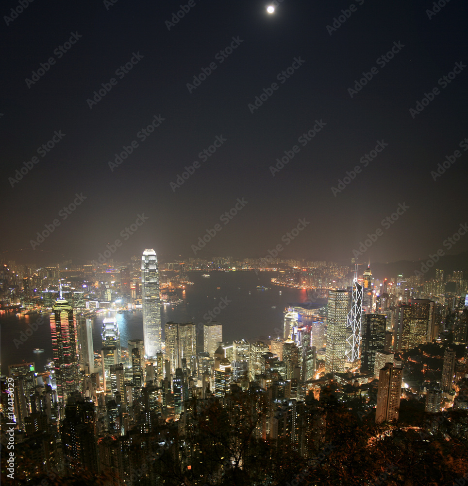 Fototapeta premium Hongkong Skyline bei Nacht - Asiens Finanzmetropole