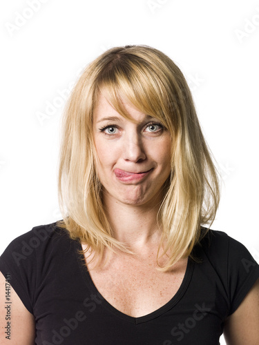 Bilde på lerret Blond woman making a grimace