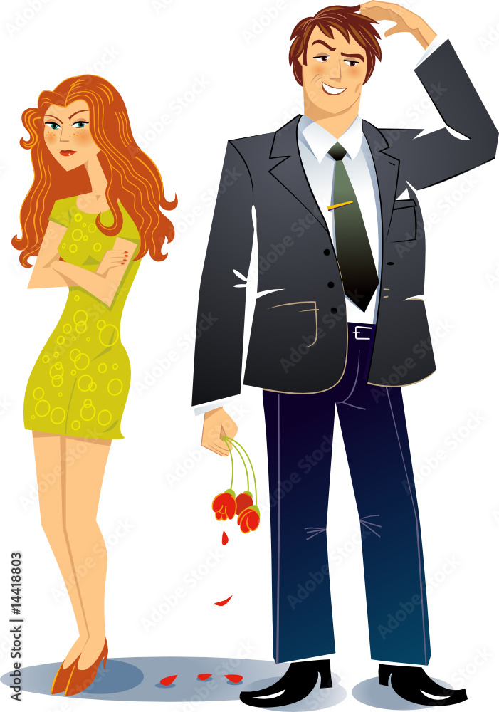 Illustration of pair enamoured which have quarrelled Illustration of pair enamoured which have quarrelled