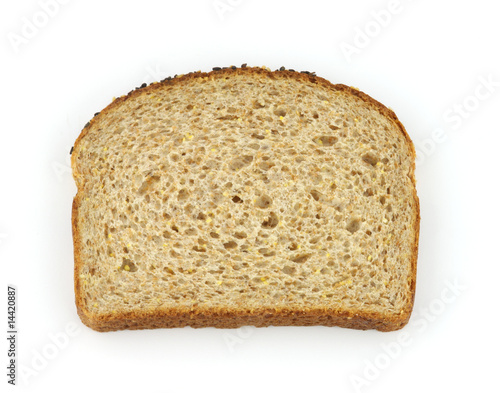 Single slice of healthy whole grain bread