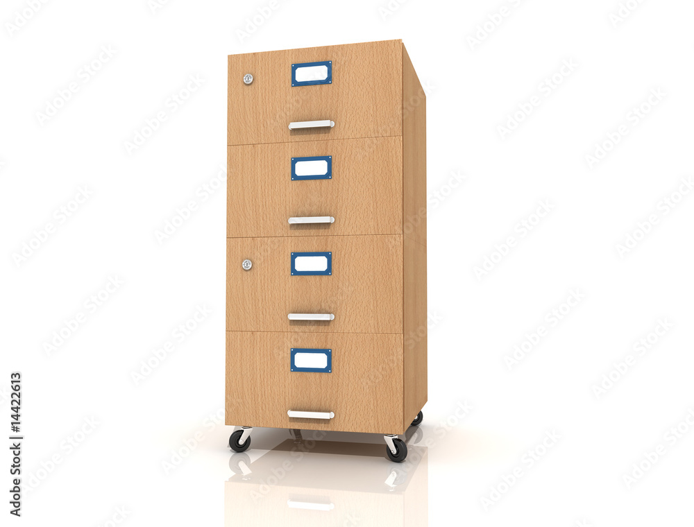 wooden file drawer isolated on white -rendering wooden file drawer isolated on white -rendering