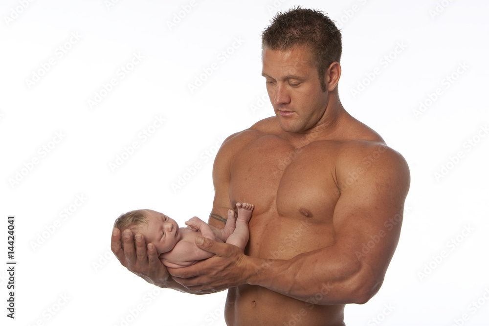 father holding daughter in hands on white father holding daughter in hands on white