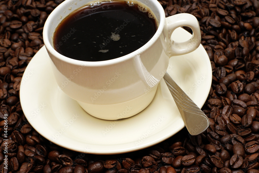 tasse kaffee mit frischen bohnen tasse kaffee mit frischen bohnen