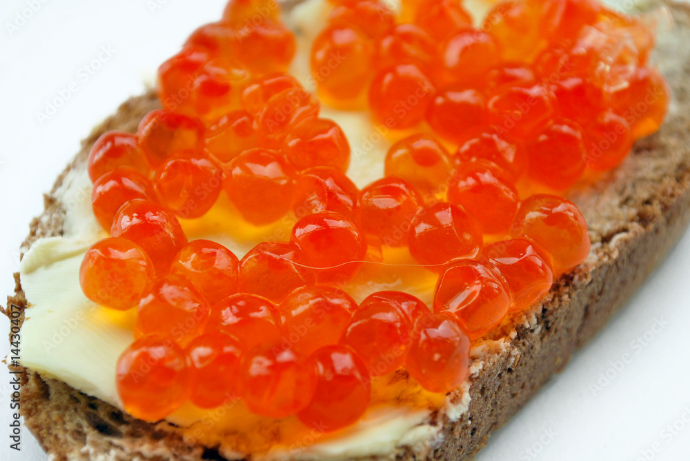 sandwich with salmon caviar and butter sandwich with salmon caviar and butter