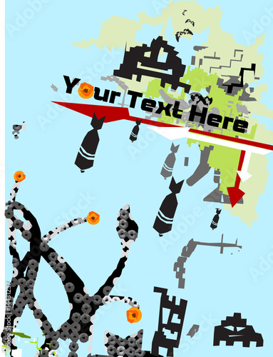 retro invaders graphic motive