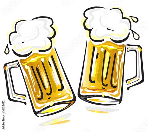 Vector illustration of two beer mugs