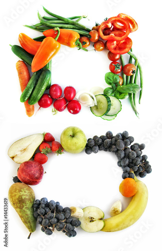 Fototapeta Naklejka Na Ścianę i Meble -  two frames form vegetables and fruits
