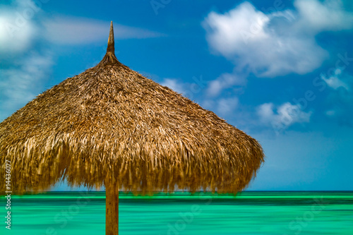 Tropical beach hut photo