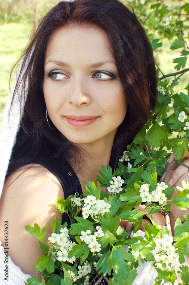 Fototapeta premium Beautiful woman in white