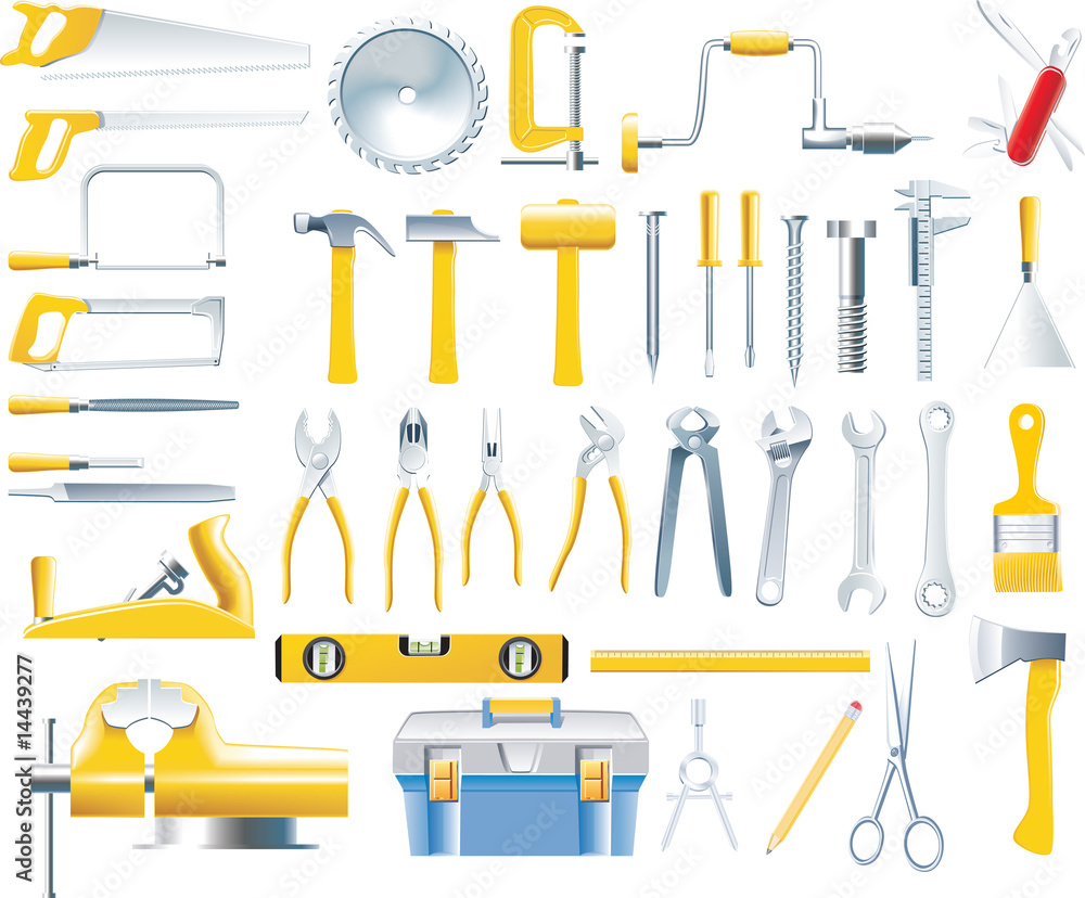 Vector woodworker tools icon set Vector woodworker tools icon set