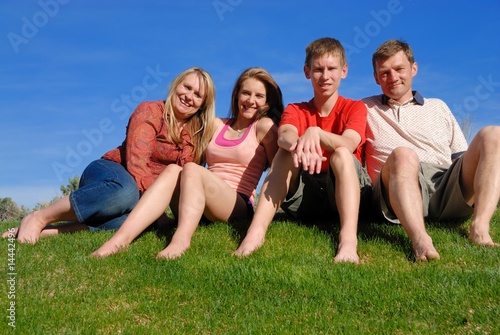 Family on grass