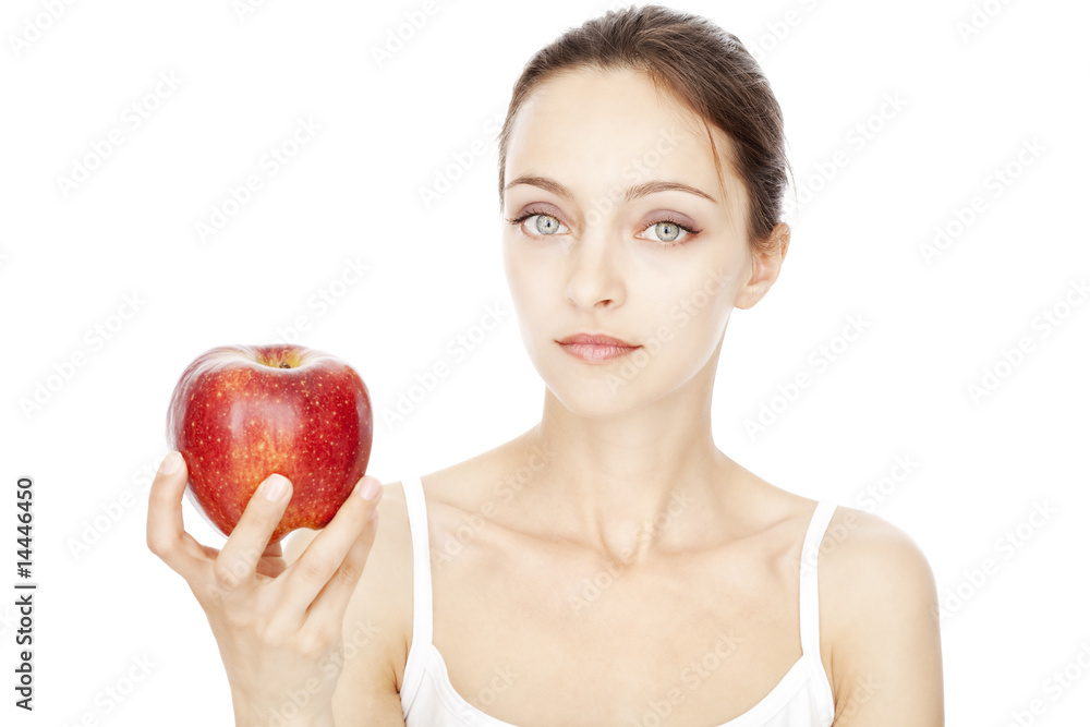 Young woman holding red apple Young woman holding red apple