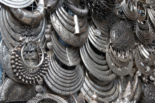 silver necklace on a market stall photo