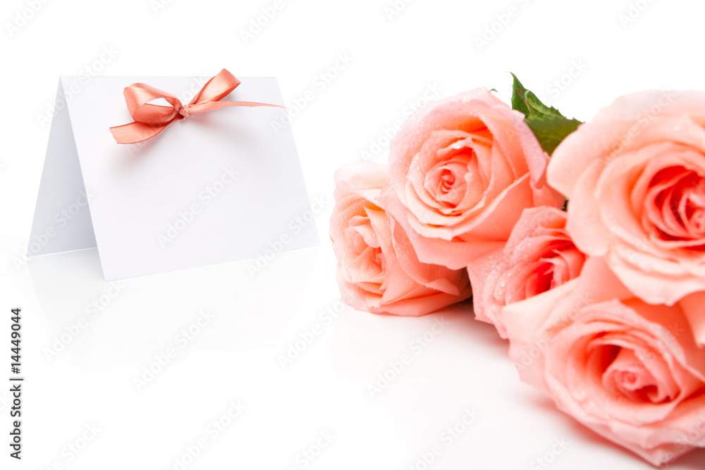 Invitation card and roses