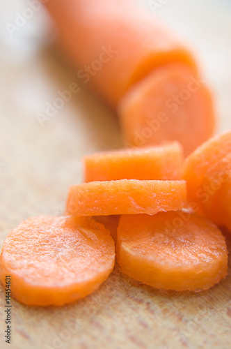 Chopped carrot on board