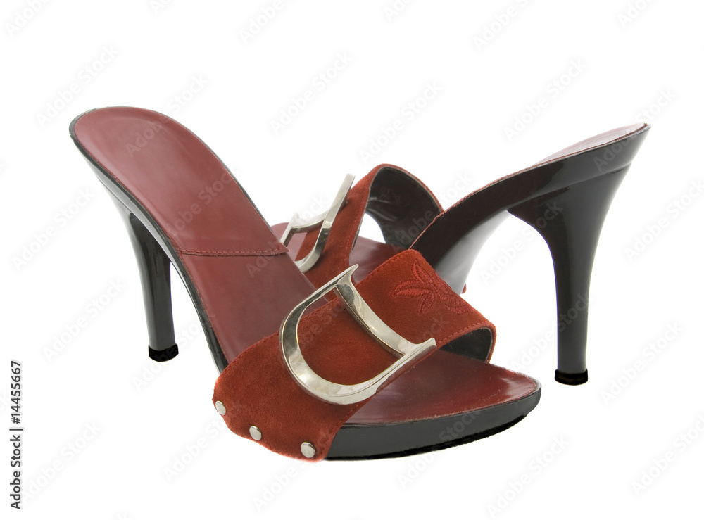 Naklejka premium red women high-heel shoes isolated on white background