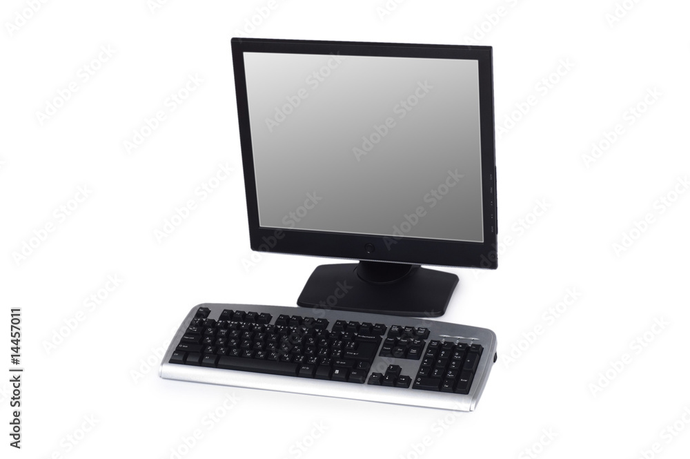 Computer with flat screen isolated on white Computer with flat screen isolated on white