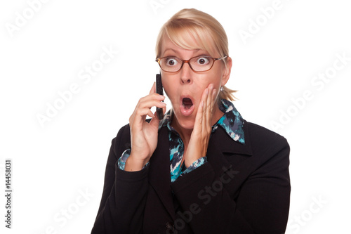 Shocked Blonde Woman using ...