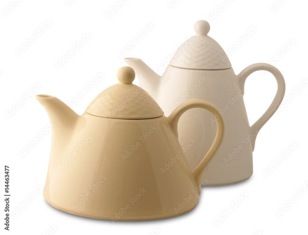 Two perfect teapots composition isolated Two perfect teapots composition isolated