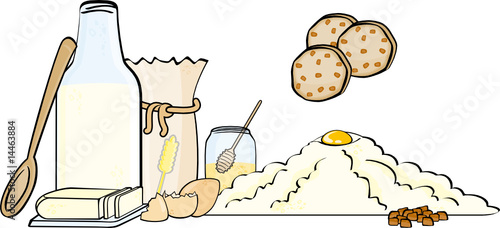 Ingredients for cooking cookies isolated on white