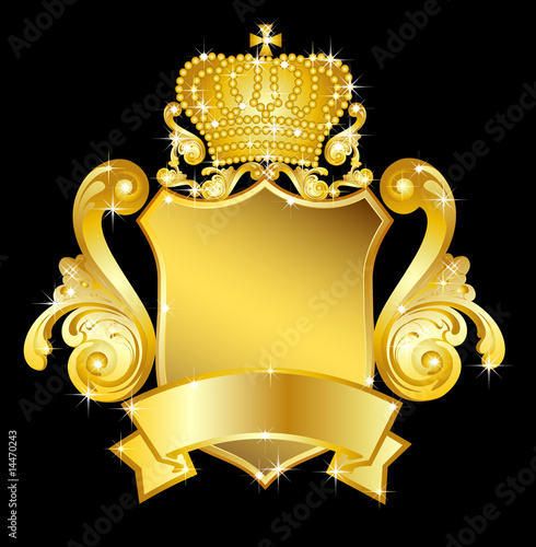 goldenes wappen mit krone