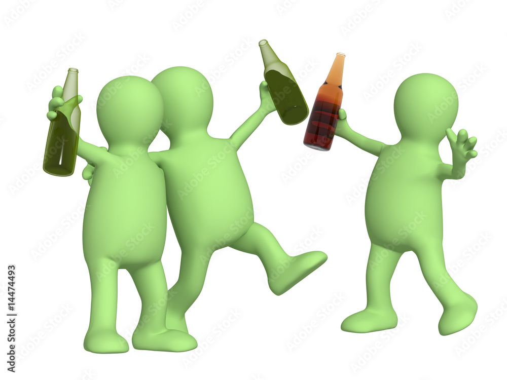 Cheerful friends with bottles of beer Cheerful friends with bottles of beer