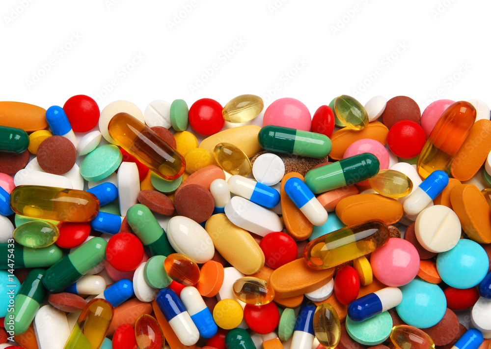 Pills and capsules border Pills and capsules border