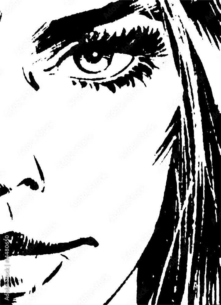 Beautiful Woman's Face Vector 01