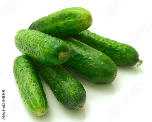 Cucumbers on a white
