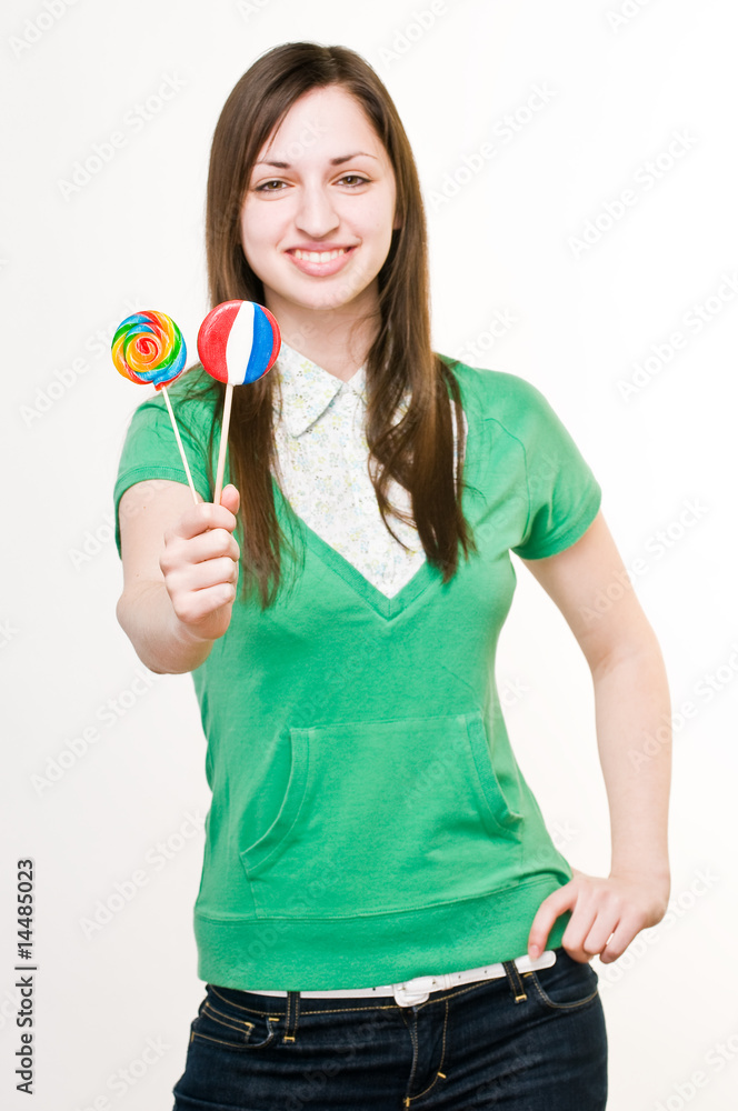 Smiling girl with lollipops Smiling girl with lollipops