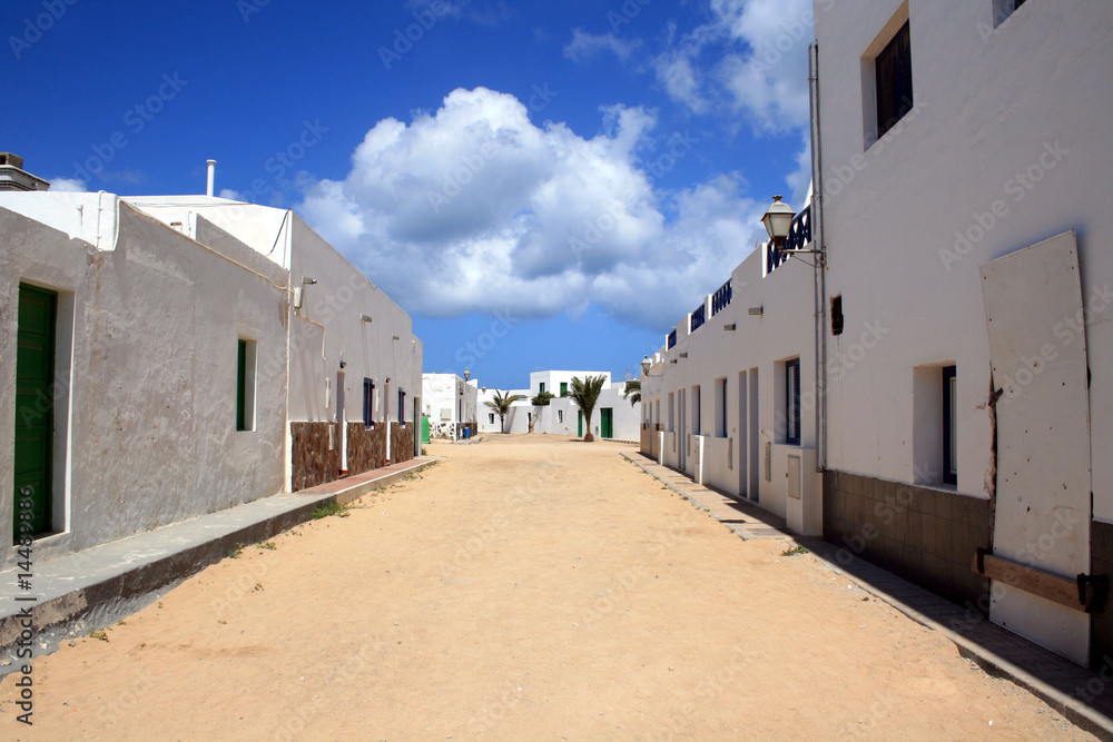 Sandy street on Gracioza island, Canary islands