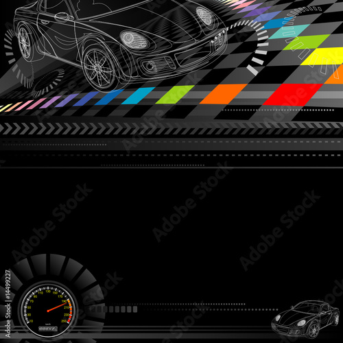 Car racing design in black. Vector layered.