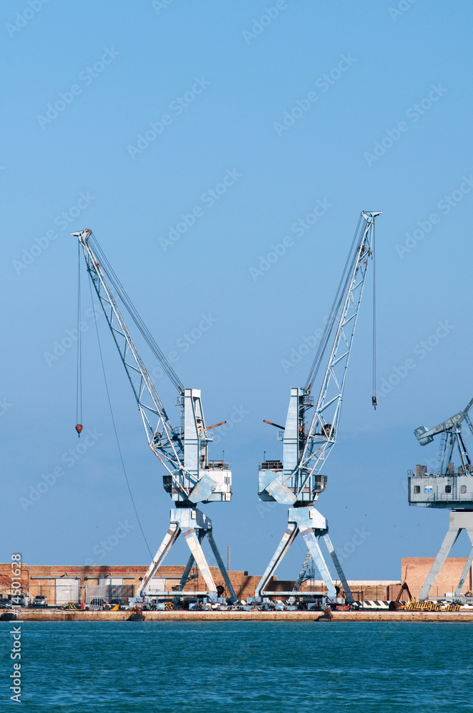 cranes in harbor