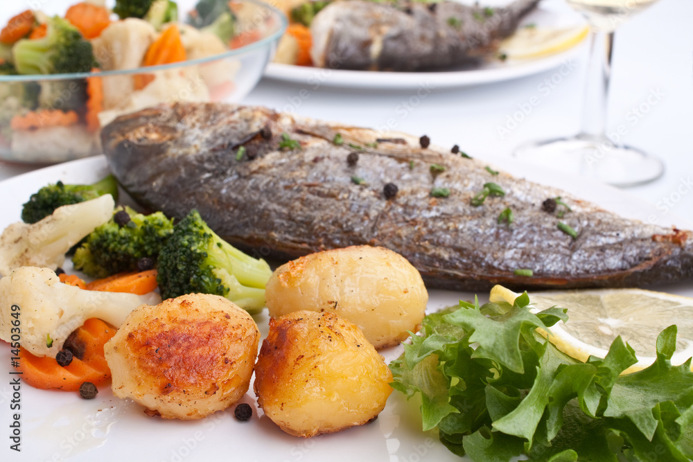Sea Bream fish with vegetables Sea Bream fish with vegetables