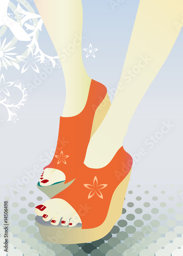 Girl legs in shoes.