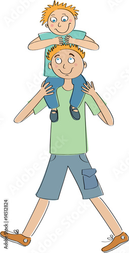 Father with piggyback son
