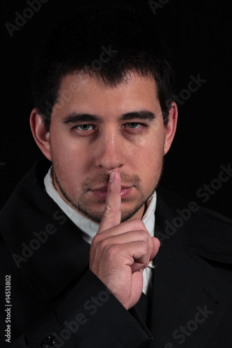 Male portrait isolated on black background