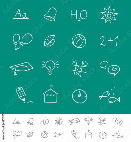 School icons. Vector Illustration.
