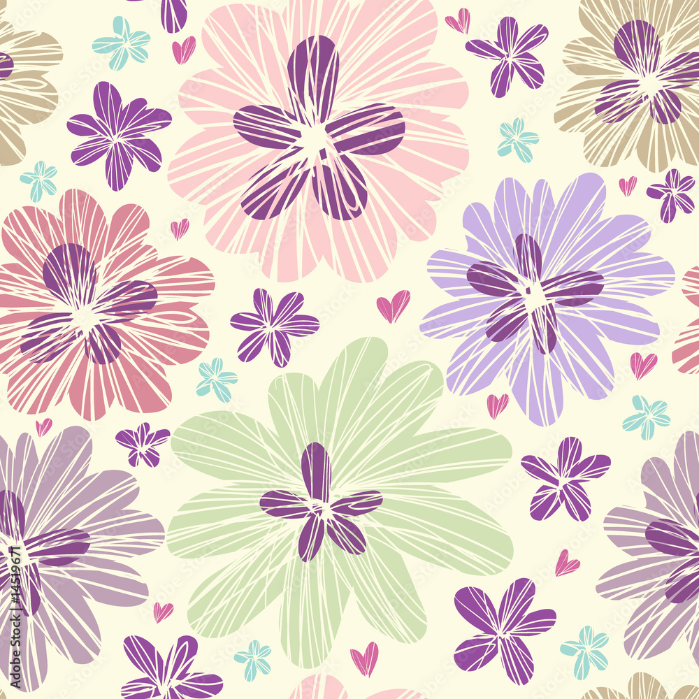 Summer floral seamless pattern in pastel colors
