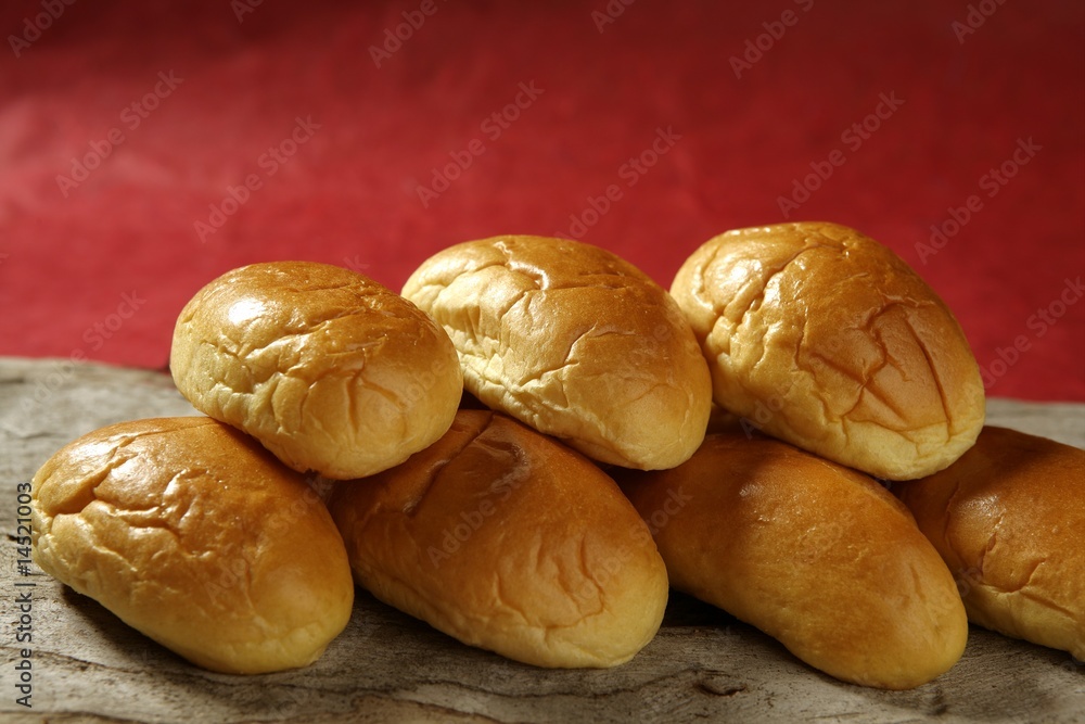 Fototapeta premium Brioche little bread stacked in two rows